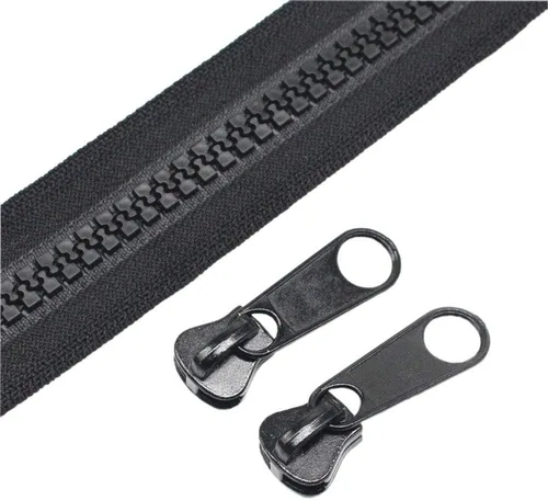 YaHoGa The Yard - Cremallera de plástico grande #10 a granel color negro, 5 yardas con 10 deslizadores largos para manualidades, costura,