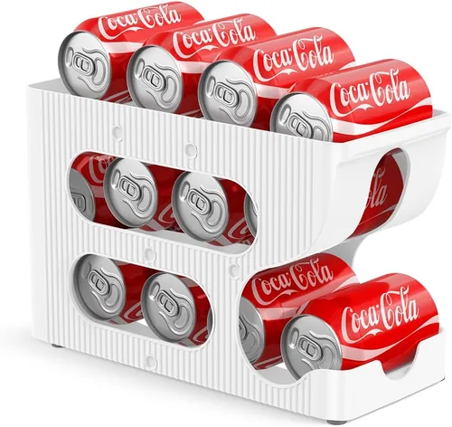 Organizador de latas de soda para despensa/nevera, dispensador/almacenamiento/soporte/contenedor automático de latas con rodillos para refrigerador,