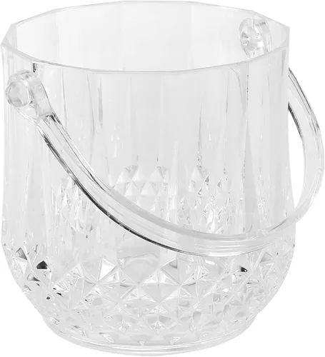 Miniatura 6 de Cubo de hielo de plástico, cubo de hielo acrílico transparente de 1.8 L con asa de transporte, enfriador de bebidas de vino champán para familias