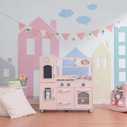 Miniatura 4 de Teamson Kids Little Chef Westchester Retro - Juego de cocina de madera para niños, para niños pequeños, niños y niñas, color rosa