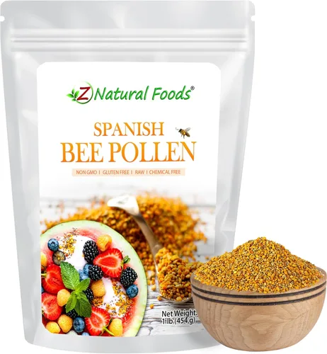 Z Natural Foods Gránulos de polen de abeja español, gránulos de polen puro y crudo, producto de España, densos en nutrientes para energía y apoyo