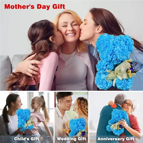 Miniatura 5 de Oso de rosas para el Día de la Madre, regalo romántico de cumpleaños para novia, esposa, oso de rosas para mujer, oso de San Valentín con ramo