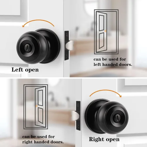 Miniatura 6 de Probrico - Perillas de puerta color negro mate, manijas de puerta con cerradura y pomo, manijas de puerta interior sin llave para baño y dormitorio
