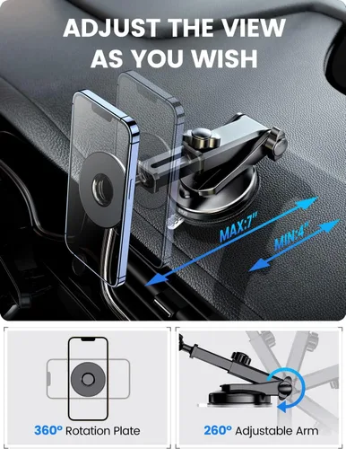 Miniatura 7 de eSamcore Magsafe - Soporte de coche magnético retráctil para salpicadero y parabrisas con ventosa para iPhone 17 Pro Max 16 15 14 13 12 y funda