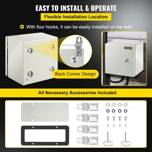 Miniatura 6 de VEVOR Caja de Acero NEMA, Caja Eléctrica de Acero NEMA 4X de 8 x 8 x 6 pulgadas, IP66 Impermeable y a Prueba de Polvo, Caja de Conexiones Eléctricas