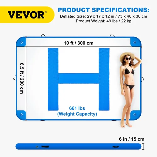 Miniatura 7 de VEVOR Inflatable Floating Dock Azul