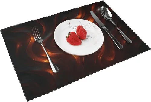 Miniatura 13 de Rectangular Placemats Set of 4, Heat Resistant Dusk Carnation Printed Kitchen Dining Table Mats