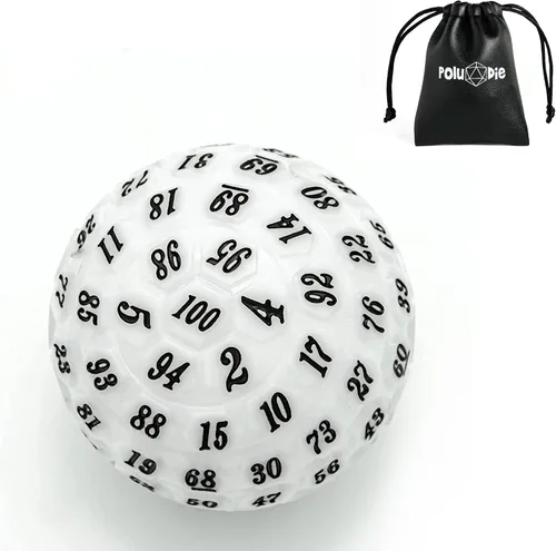 Miniatura 11 de Dados poliédricos de 100 caras, dados de juego individuales D100, cubo de 100 lados con bolsa negra, dado D100 de 1.890 in