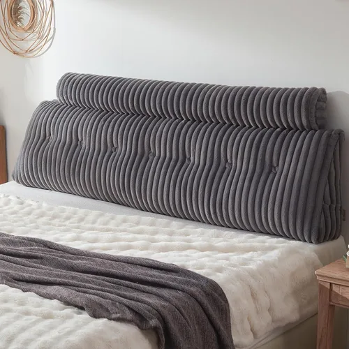 Miniatura 2 de Almohada de cabecero + una almohada larga de cuello enrollado Almohada para el cuerpo, almohada de cabecero en forma de cuña de pelo sintético