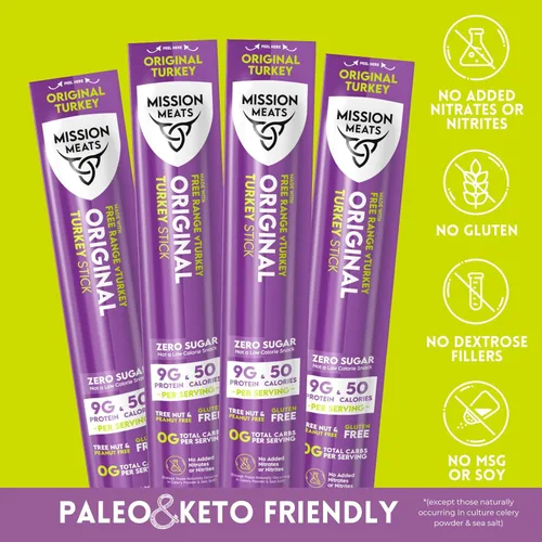 Miniatura 9 de Mission Meats - Snacks Keto sin azúcar, palitos de pavo de gama libre enteros 30 sin gluten, sin MSG, nitrato y nitrito, paleo, bocadillos