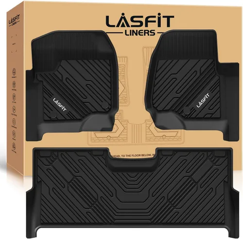 Miniatura 13 de LASFIT Alfombrillas para Ford F-150 2011-2014 SuperCrew, alfombra de la fila delantera con consola de flujo continuo, protector para todo