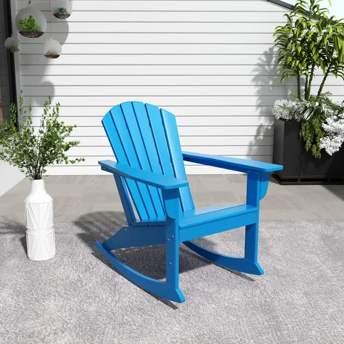 Miniatura 14 de WestinTrends Dylan - Silla mecedora Adirondack de plástico de polietileno para exteriores, color negro