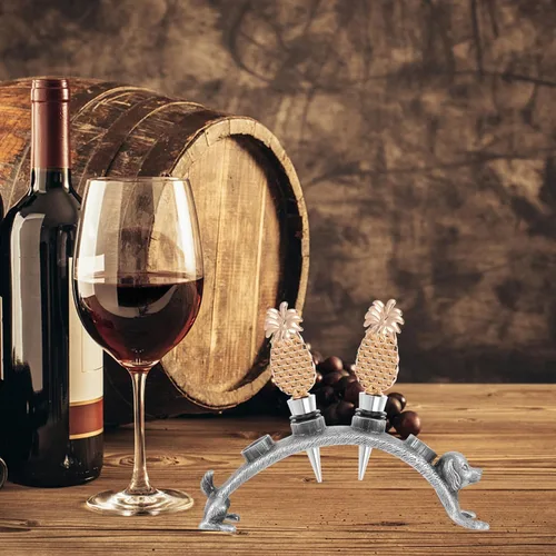 Miniatura 5 de Gadpiparty Dog Design - Tapones de vino de 4 agujeros, soporte para botellas, ramo de aleación para botella de vino, soporte para tapones
