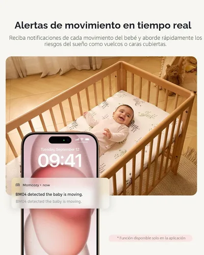 Miniatura 3 de Momcozy Monitor de bebé inteligente WiFi con cámara y audio, pantalla 1080P de 5 pulgadas con montaje en pared, detección de movimiento y llanto