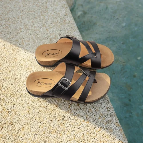 Miniatura 2 de BCSTUDIO Women's Orthopedic Flip Flop Sandals with Arch Support Comfortable Orthotic Summer Walking Casual Dressy Leather Flat Sandals for Women