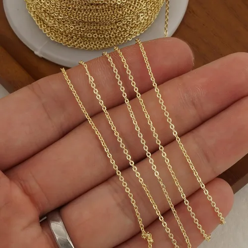 Miniatura 5 de Cadena de cable rellena de oro de 14 quilates de 6 pies para fabricación de joyas personalizadas, cadena de cable a granel sin terminar (0.039 in)