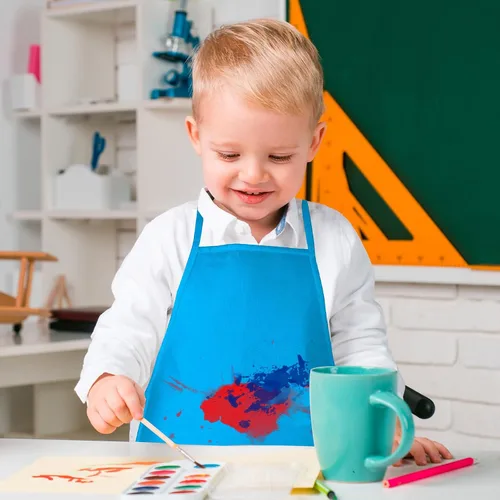Miniatura 7 de Delantales de Pintura para Niños 12 Piezas 12 Colores Delantal de Arte Infantil con 2 Bolsillos Espaciosos Delantales para Niños para Actividades
