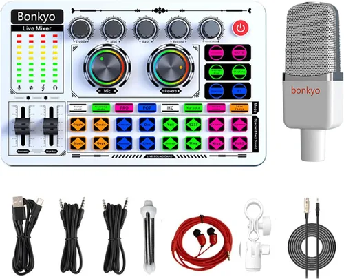 Miniatura 9 de Mezclador de Audio Profesional, Tarjeta de Sonido en Vivo F999 con Mezclador DJ para Transmisión/Podcast/Juegos, Equipo Profesional de Estudio Negro