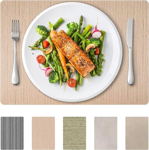 Miniatura 16 de Andie Home - Manteles individuales ovalados para mesa de cocina y comedor, juego de 6 piezas, resistentes al calor y lavables a la superficie, gris