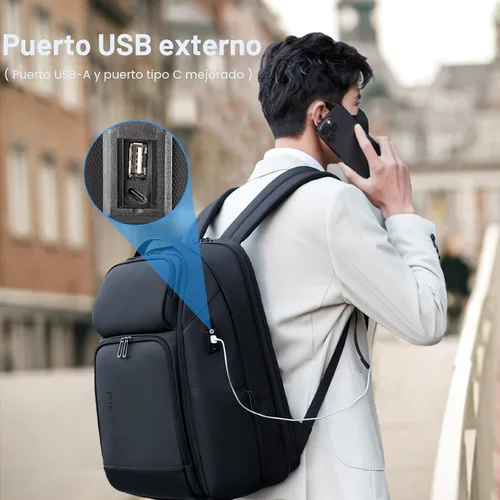 Miniatura 5 de Mochila para portátil de 17 pulgadas para hombre de FENRUIEN, Negro, 17 pulg.