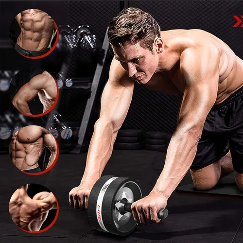 Miniatura 3 de EnterSports Kit de ruedas para abdominales, rueda de ejercicio para entrenamiento de fuerza abdominal con barras para flexiones, bandas de Negro
