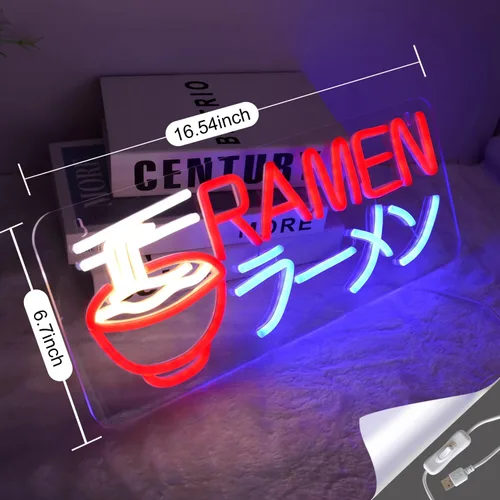 Miniatura 5 de Britrio Ramen ラーメン Letrero de neón con luces LED para decoración de pared, letreros de neón para restaurantes, barras de casa, cocina, comedor