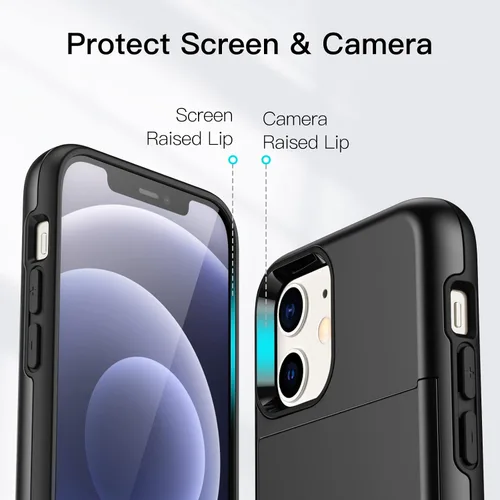 Miniatura 6 de JETech Funda tipo cartera para iPhone 12/12 Pro de 6.1 pulgadas con tarjetero, cubierta protectora a prueba de golpes de doble capa, ranura oculta