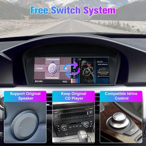 Miniatura 5 de Navegador GPS para coche Android 12.0 Auto estéreo para BMW 3 5 serie E90 E60 con sistema iDrive Retenido 8.9 pulgadas IPS pantalla táctil, CarPlay