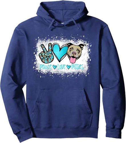 Miniatura 5 de Peace Love Pitties Pitbull Lover Pet Owner - Sudadera con capucha para mamá y perro, Negro