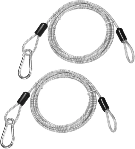 Cable de seguridad con ganchos y bucles [2 piezas] – 6.56 pies / 258.3 pulgadas de acero inoxidable para equipaje de seguridad para bicicletas,