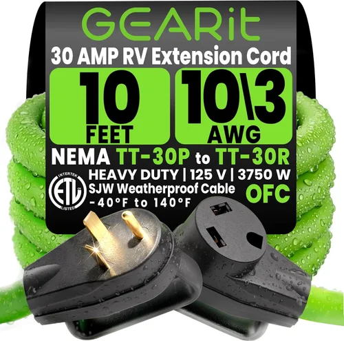 Miniatura 12 de GEARit Cable de extensión RV de 30 amperios de 30 pies, 10/3 STW 30 Amp Cable de alimentación RV 125V 3750W NEMA TT-30P a TT-30R, 3 clavijas