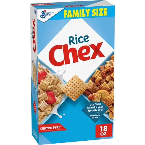 Rice Chex - Cereal de desayuno sin gluten, ingrediente casero Chex Mix, tamaño familiar, 18 onzas