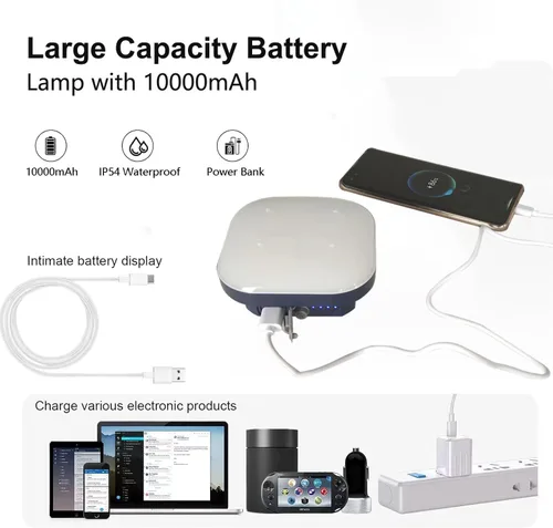 Miniatura 2 de Luces LED de campamento de 4 pulgadas recargables de 1500 lúmenes, 10000 mAh, hasta 120 horas de funcionamiento, 4 modos de luz, IP54 resistente al