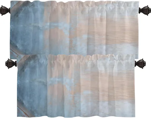 Miniatura 26 de Shrahala Cortinas de nivel de chakras con mandala beige para ventanas de cocina, paneles de cortina de ventana de mandala multicapa de poliéster