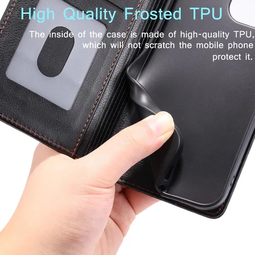 Miniatura 5 de Funda de cuero compatible con Google Pixel 7, compatible con Google Pixel 7 5G GVU6C GQML3 Flip Folio PU Funda de cuero negro