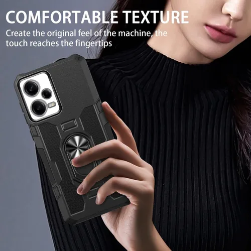 Miniatura 3 de Funda para Xiaomi Redmi Note 12 Pro 5G/Xiaomi Poco X5 Pro 5G Metal CD Patrón Anillo Titular Funda Teléfono Móvil Funda Protectora Anti-Caída Negro