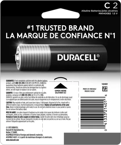 Miniatura 2 de Duracell Coppertop - Baterías C, 2 unidades (paquete de 1), batería C con energía de larga duración, baterías alcalinas multiusos para dispositivos