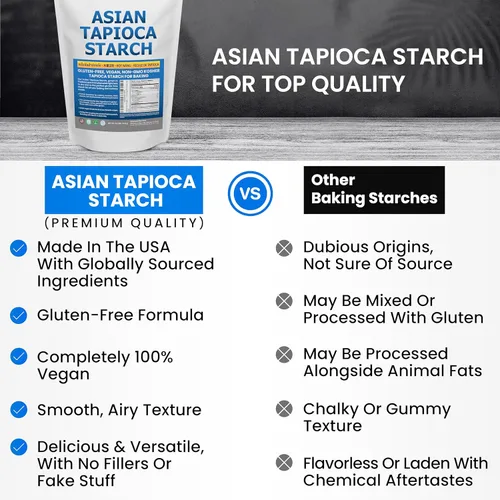 Miniatura 4 de Harina de tapioca para hornear – Polvo de almidón de tapioca bolsa de polietileno resellable de 2.5 libras – Sin OMG, sin gluten, vegano, kosher, a