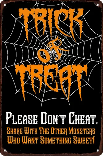 Miniatura 10 de Letrero de metal retro de Halloween con texto en inglés "They are Creepy and They are Kooky Mysterious" para cafetería, bar, restaurante, club