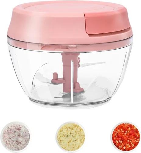 Miniatura 10 de Picador de ajo, mini picador manual de alimentos para cocina, cebolla, trituradora de ajo, picadora de ajo, azul, 5.4 fl oz