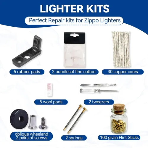Miniatura 3 de Kit de reparación universal para encendedor, encendedor líquido, kit de reparación y mantenimiento para encendedor de gasolina, kit de reparación