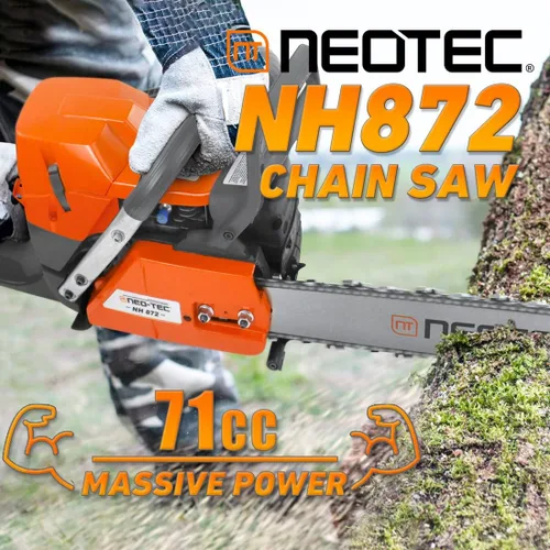Miniatura 3 de NEO-TEC NH872 Motosierra a gas 71 cc 5.3 HP Motosierra de gasolina Motosierra de Gasolina Cabezal de potencia para barra de 24/28 pulgadas