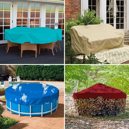 Miniatura 6 de Patio Cubiertas redondas para piscinas sobre el suelo, cubierta de seguridad para alberca de invierno de 10 pies, lona resistente con cabrestante