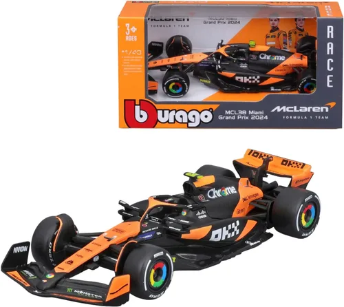 Bburago Escala 1/43 Fórmula 1 McLaren F1 MCL38 Colección Grand Prix de Miami - #4 Lando Norris