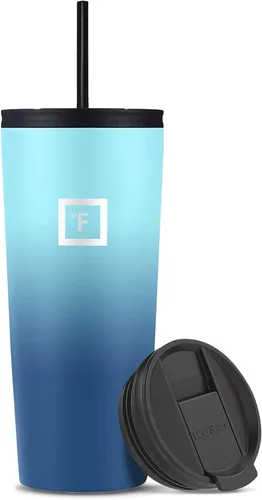 IRON °FLASK Taza clásica - Botella de agua de acero inoxidable aislada al vacío, de doble pared, taza para beber, taza de viaje aislada (Olas Ondas