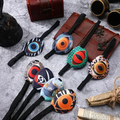 Miniatura 4 de Eurzom 8 piezas de parches oculares para niños, parche ocular ajustable y reutilizable, lindo para niñas y niños, con correa elástica para el parche