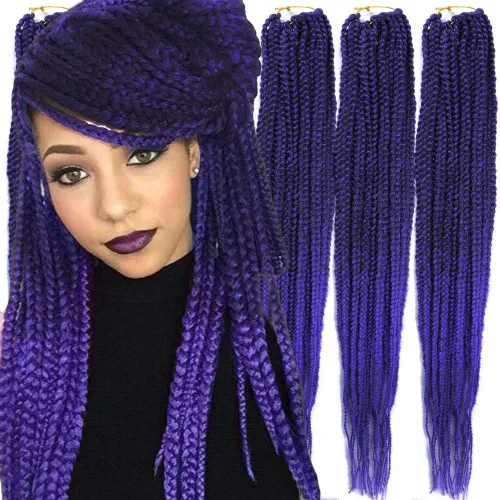 Miniatura 11 de 6 paquetes/lote (14/18/24/30) pulgadas, 0.4 in, 20 hebras por paquete, 3 extensiones de cabello trenzado de ganchillo finas, diámetro 3X