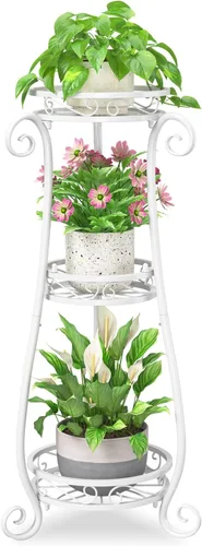 Miniatura 14 de iDavosic.ly Paquete de 2 soportes de metal para plantas para interiores y exteriores, 11 pulgadas de ancho, de hierro resistente al óxido, para Negro