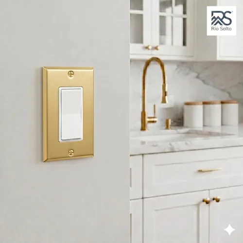 Miniatura 7 de Rio Salto BRASS - Placa de pared de metal dorado para interruptor de luz, placa de pared para receptáculo, cubiertas basculantes de 1 banda, latón