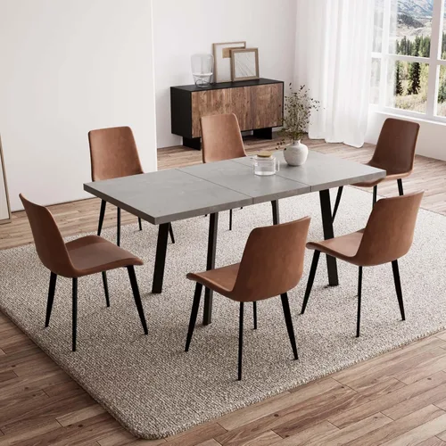Miniatura 10 de Zerifevni 47.2"- 62.9" Extendable Dining Table Set of 5 Kitchen Table with 4 Dining Chairs, Modern Gray Wood Grain, Waterproof Scratchproof for